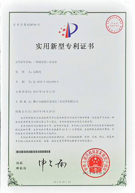 艾瑪森實(shí)用新型專(zhuān)利證書(shū)